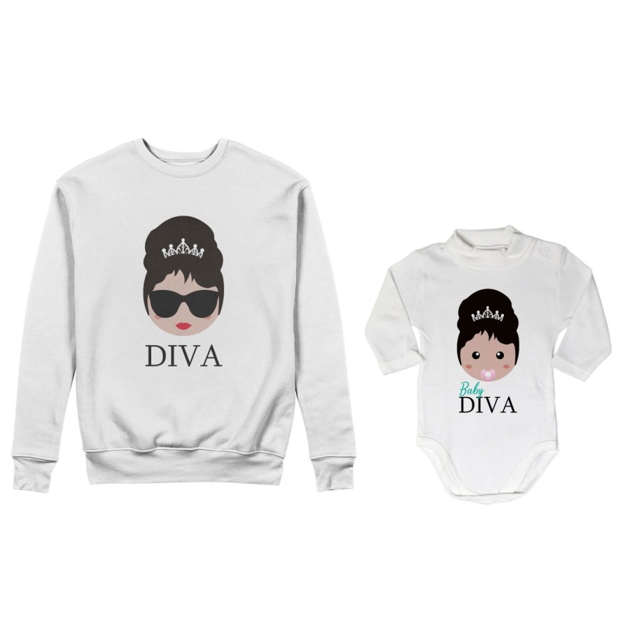 Coordinato felpe o body lupetto neonata madre figlio diva baby diva Per la mamma