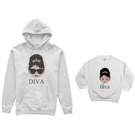 Coordinato felpe madre figlia diva little diva Per la mamma