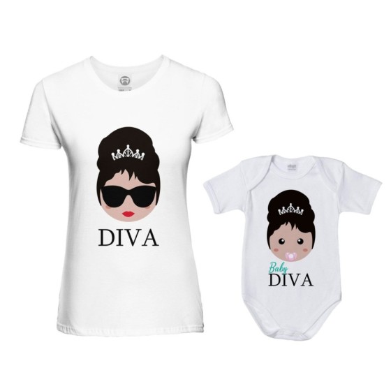 Coordinato t-shirt e body neonata madre figlio diva baby diva Per la mamma