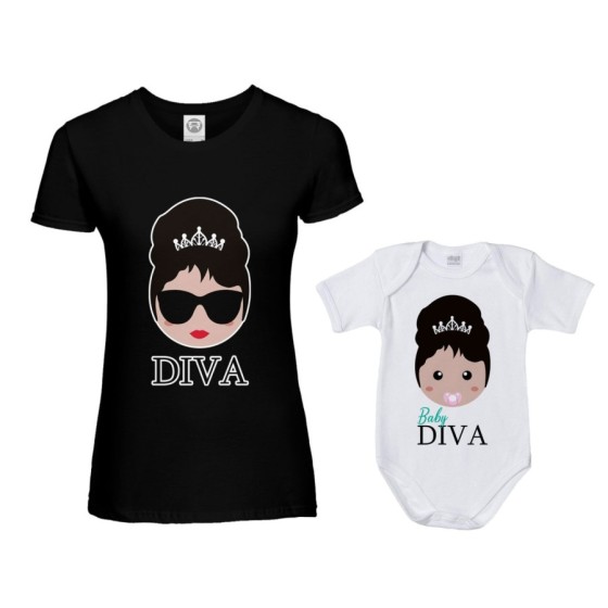 Coordinato t-shirt e body neonata madre figlio diva baby diva Per la mamma 2