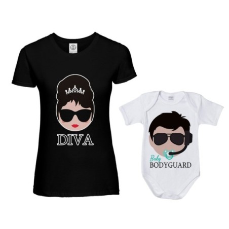 Coordinato t-shirt e body neonato madre figlio diva baby...