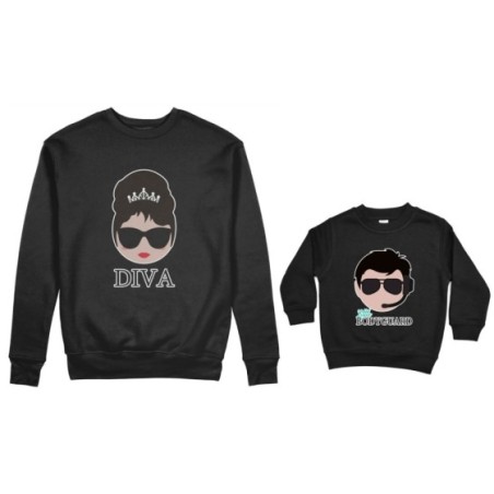 Coordinato felpe madre figlio diva little bodyguard