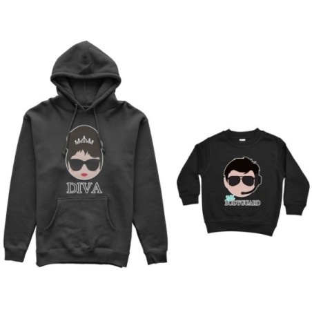 Coordinato felpe madre figlio diva little bodyguard Per la mamma