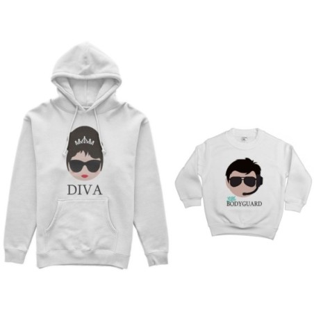 Coordinato felpe madre figlio diva little bodyguard Per la mamma