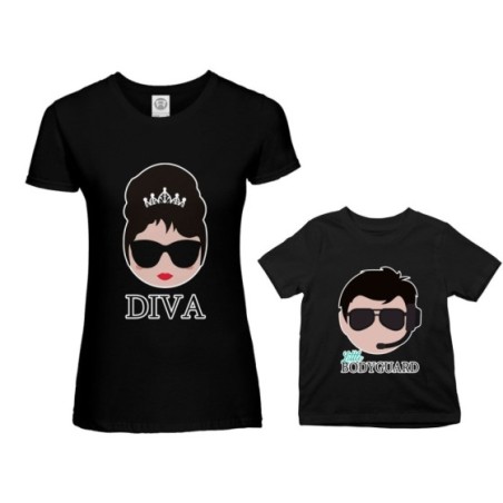 Coordinato t-shirt madre figlio diva little bodyguard