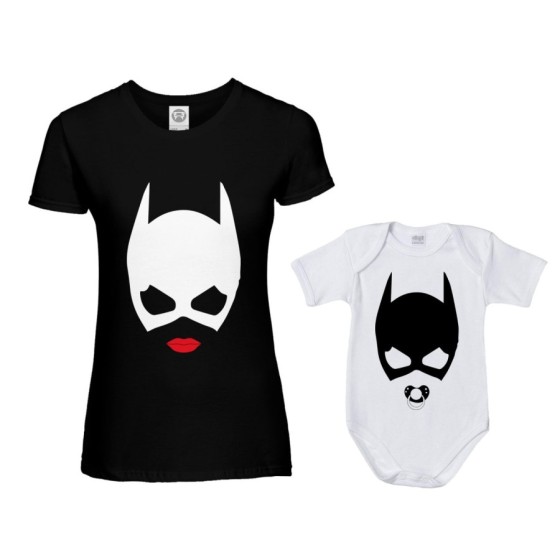 Coordinato t-shirt e body neonata madre figlia catwoman and baby catwoman Per la mamma