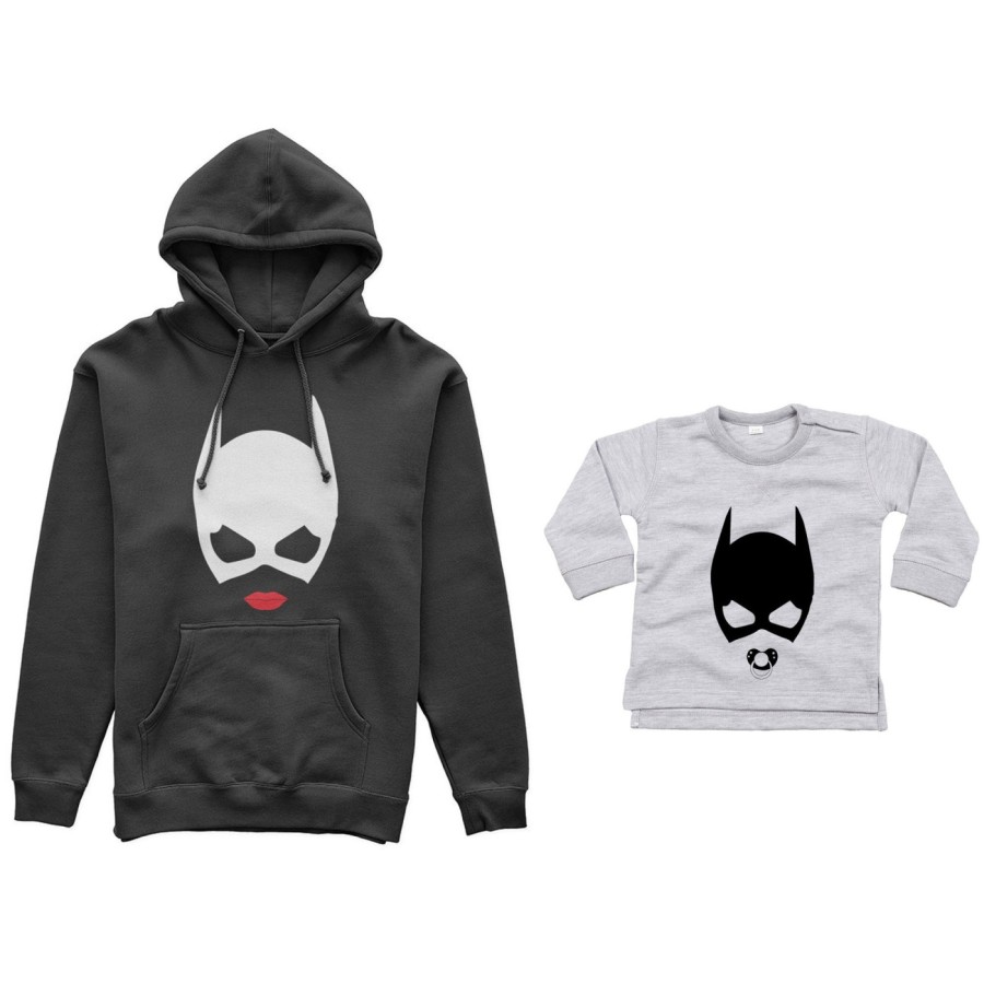 Coordinato felpe o body lupetto neonata madre figlia catwoman and baby catwoman Per la mamma