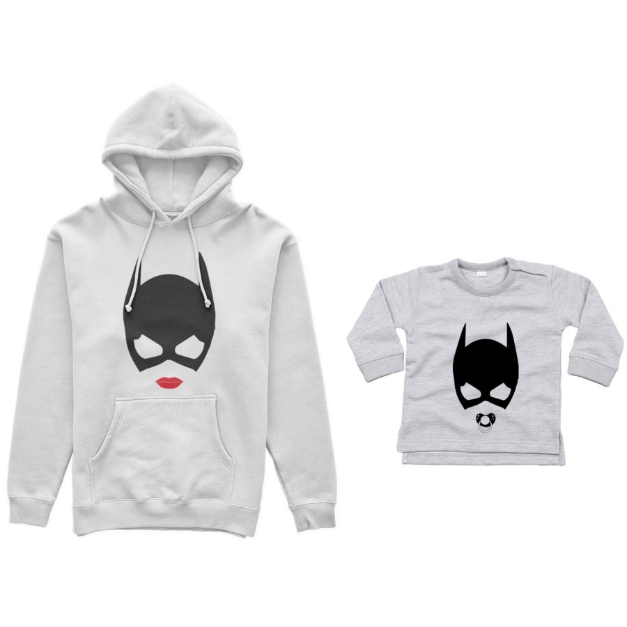 Coordinato felpe o body lupetto neonata madre figlia catwoman and baby catwoman Per la mamma