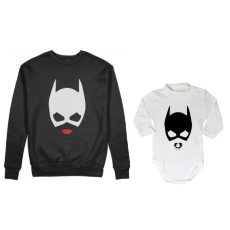 Coordinato felpe o body lupetto neonata madre figlia catwoman and baby catwoman Per la mamma