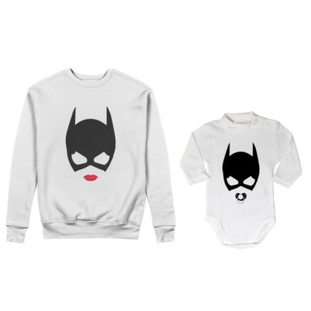 Coordinato felpe o body lupetto neonata madre figlia catwoman and baby catwoman Per la mamma