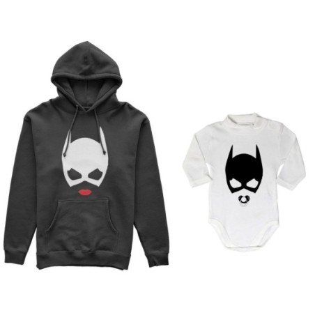 Coordinato felpe o body lupetto neonata madre figlia catwoman and baby catwoman Per la mamma