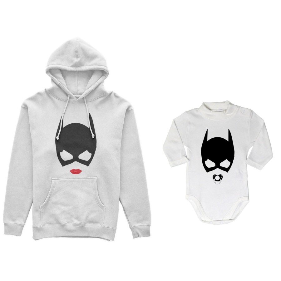 Coordinato felpe o body lupetto neonata madre figlia catwoman and baby catwoman Per la mamma
