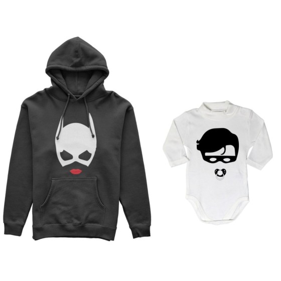 Coordinato felpe o body lupetto neonato madre figlio catwoman and baby robin Per la mamma 2