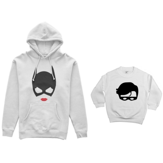 Coordinato felpe madre figlio catwoman and baby robin Per la mamma