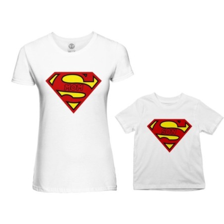 Coordinato t-shirt madre figlio super mom super daughter...