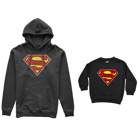 Coordinato felpe madre figlio super mom super daughter super son Per la mamma 2
