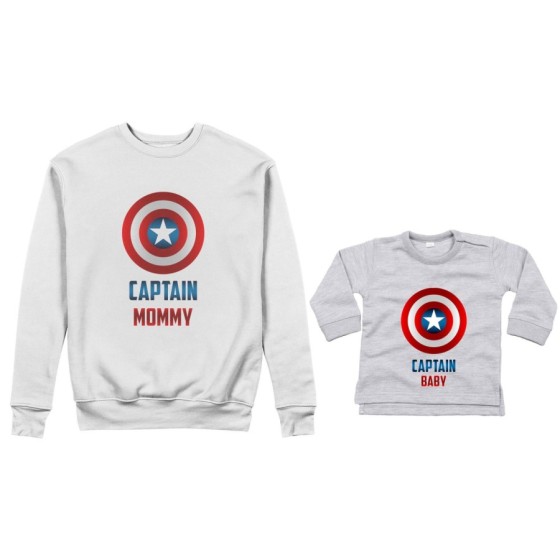 Coordinato felpe o body lupetto neonato madre figlio captain mommy captain baby Per la mamma 2