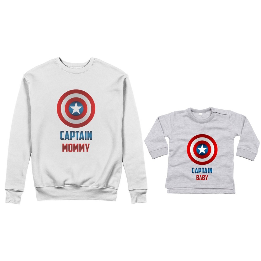 Coordinato felpe o body lupetto neonato madre figlio captain mommy captain baby Per la mamma
