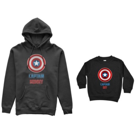 Coordinato felpe madre figlio captain mommy captain boy captain girl Per la mamma
