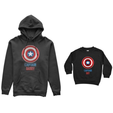 Coordinato felpe padre figlio captain daddy captain boy captain girl Per il papà