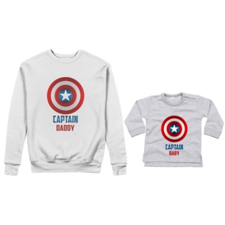 Coordinato felpe o body lupetto neonato padre figlio captain daddy captain baby Per il papà