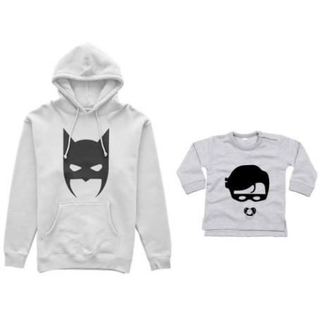 Coordinato felpe o body lupetto neonato padre figlio batdad baby robin Per il papà