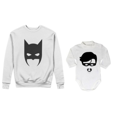 Coordinato felpe o body lupetto neonato padre figlio batdad baby robin Per il papà