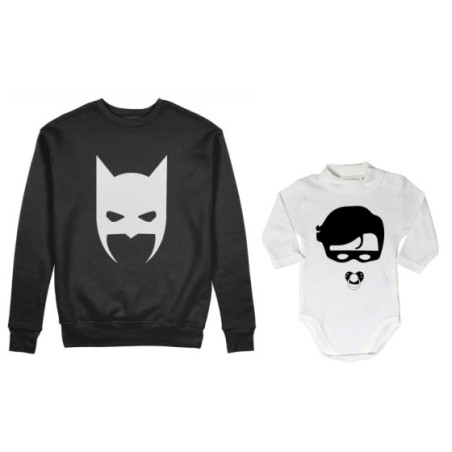 Coordinato felpe o body lupetto neonato padre figlio batdad baby robin Per il papà