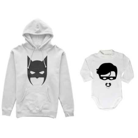 Coordinato felpe o body lupetto neonato padre figlio batdad baby robin Per il papà