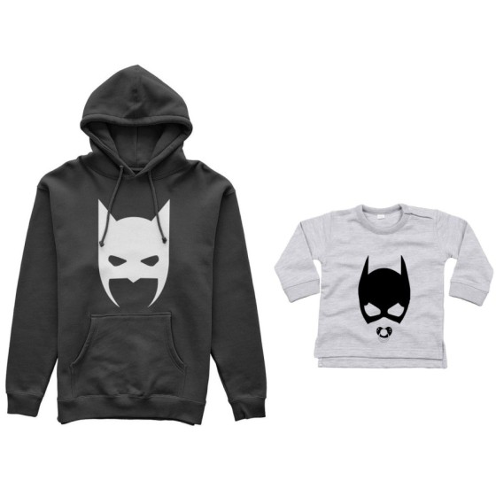 Coordinato felpe o body lupetto neonata padre figlia batdad baby catwoman Per il papà