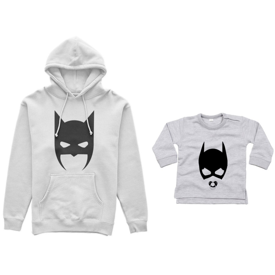 Coordinato felpe o body lupetto neonata padre figlia batdad baby catwoman Per il papà