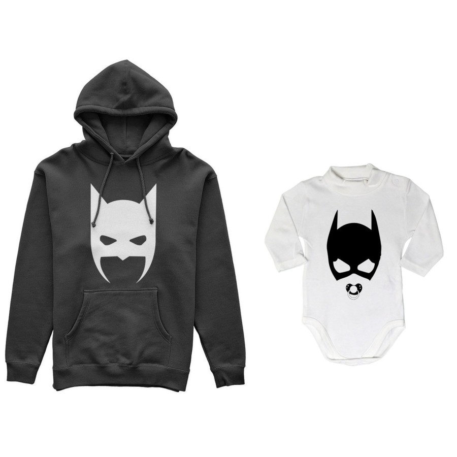 Coordinato felpe o body lupetto neonata padre figlia batdad baby catwoman Per il papà