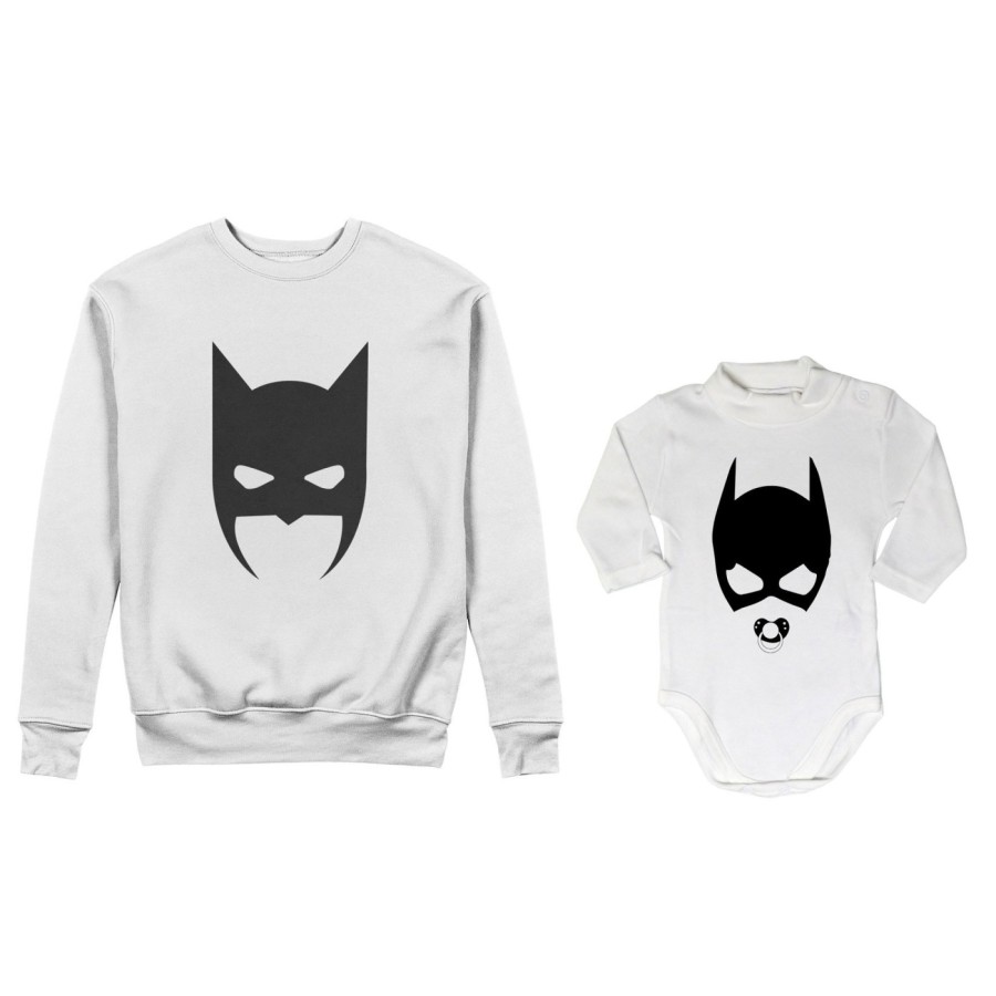Coordinato felpe o body lupetto neonata padre figlia batdad baby catwoman Per il papà