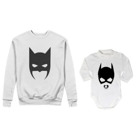 Coordinato felpe o body lupetto neonata padre figlia batdad baby catwoman Per il papà