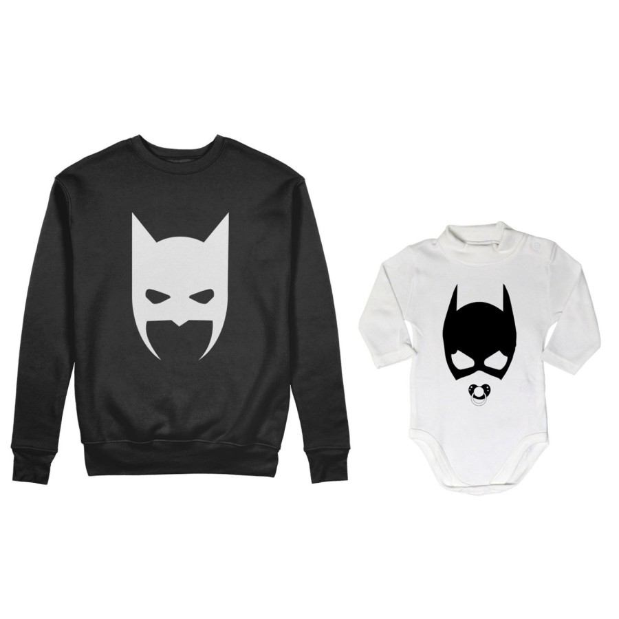 Coordinato felpe o body lupetto neonata padre figlia batdad baby catwoman Per il papà