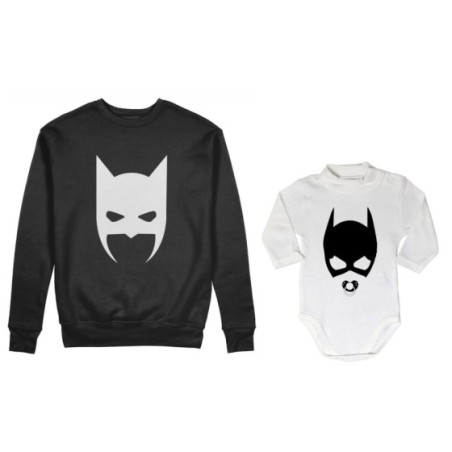 Coordinato felpe o body lupetto neonata padre figlia batdad baby catwoman Per il papà