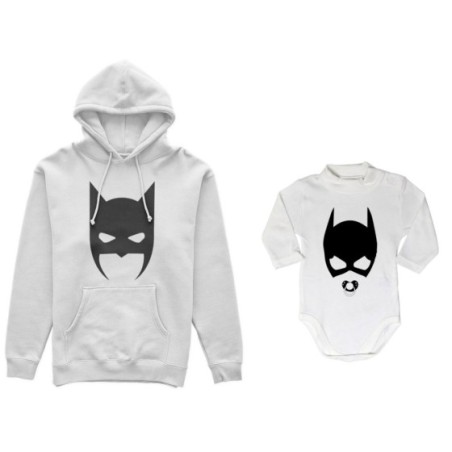 Coordinato felpe o body lupetto neonata padre figlia batdad baby catwoman Per il papà