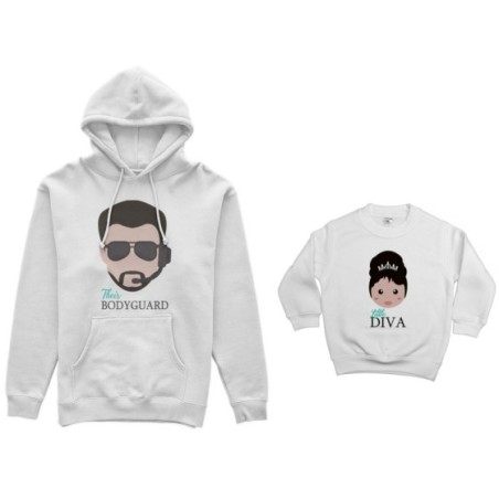 Coordinato felpe padre figlia bodyguard little diva