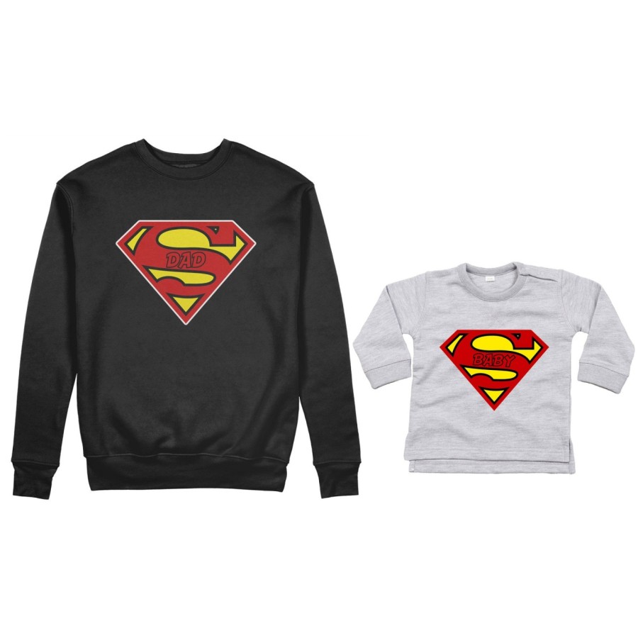 Coordinato felpe o body lupetto neonato padre figlio super dad super baby superman  Per il papà