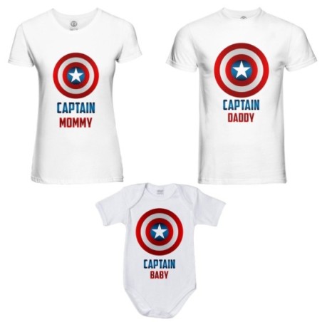 Tris t-shirt adulti e body neonato captain daddy captain...
