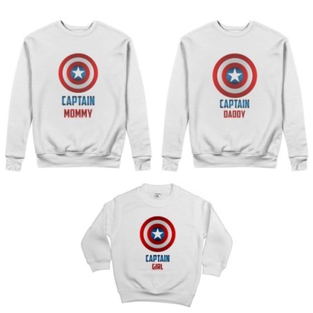 Tris felpe adulti bambino captain daddy captain mommy...
