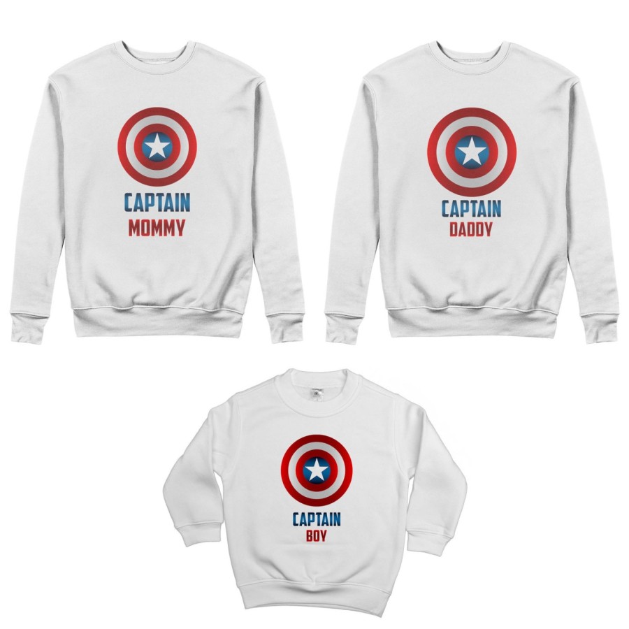 Tris felpe adulti bambino captain daddy captain mommy captain boy captain girl Per la famiglia