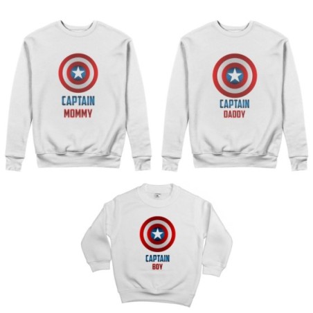 Tris felpe adulti bambino captain daddy captain mommy captain boy captain girl Per la famiglia