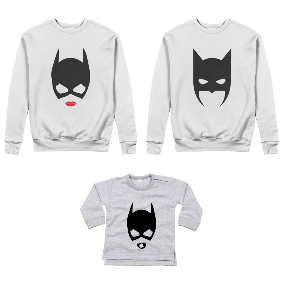 Tris felpe adulti neonato o body lupetto neonato batdad catwoman baby catwoman Per la famiglia