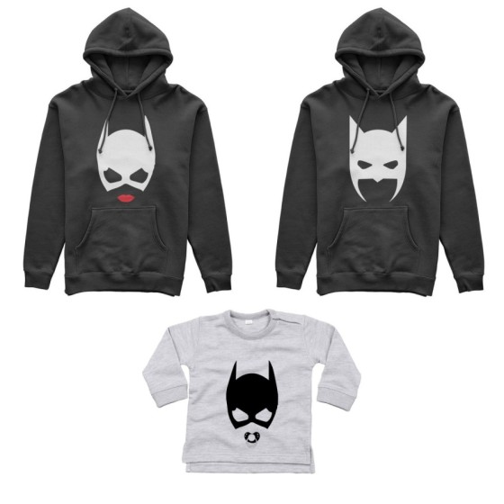 Tris felpe adulti neonato o body lupetto neonato batdad catwoman baby catwoman Per la famiglia 2