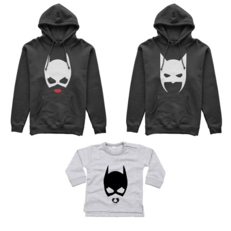 Tris felpe adulti neonato o body lupetto neonato batdad catwoman baby catwoman Per la famiglia