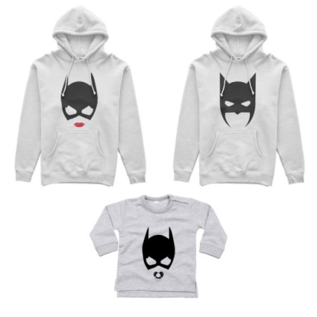 Tris felpe adulti neonato o body lupetto neonato batdad catwoman baby catwoman Per la famiglia