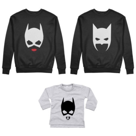 Tris felpe adulti neonato o body lupetto neonato batdad catwoman baby catwoman Per la famiglia