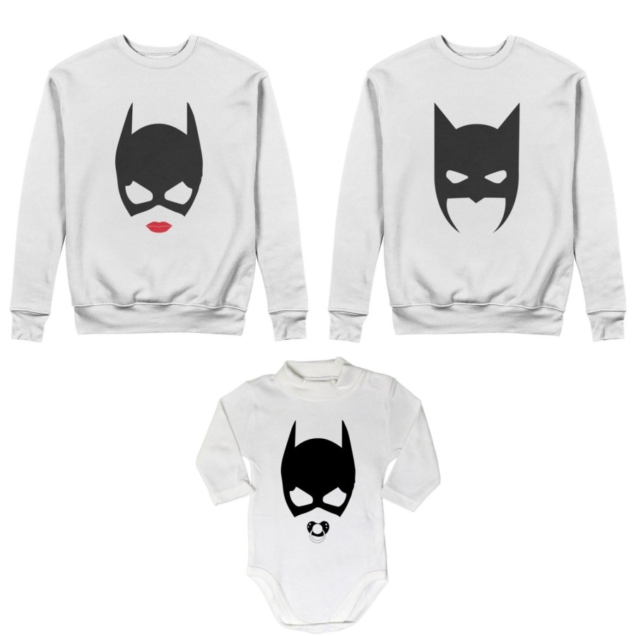 Tris felpe adulti neonato o body lupetto neonato batdad catwoman baby catwoman Per la famiglia