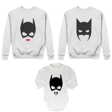 Tris felpe adulti neonato o body lupetto neonato batdad catwoman baby catwoman Per la famiglia